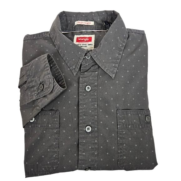 Wrangler Flex Comfort Gray Long Sleeve Button Down Shirt Size‎ Medium Men's - Picture 1 of 11